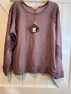 Knox Rose Lace-Appliqué Pullover Sweatshirt - Dusty Mauve